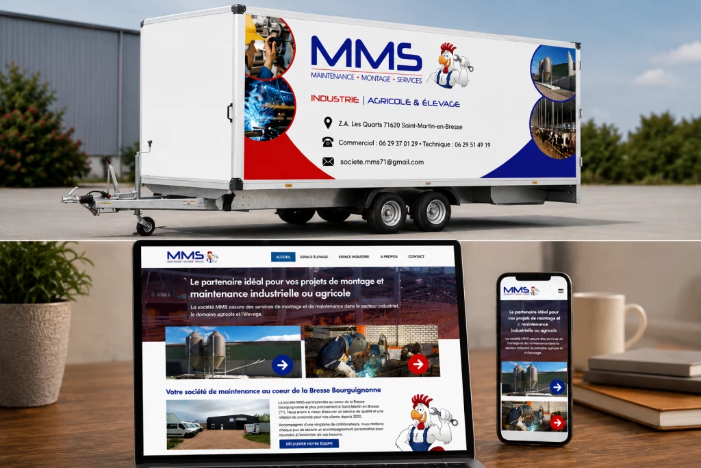 Panneaux, covering véhicule et site internet de MMS71